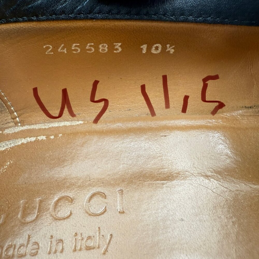 Gucci Diamante Men Size UK 10.5 US 11.5 Black Leather Penny Loafer Dress Shoes - Picture 11 of 12